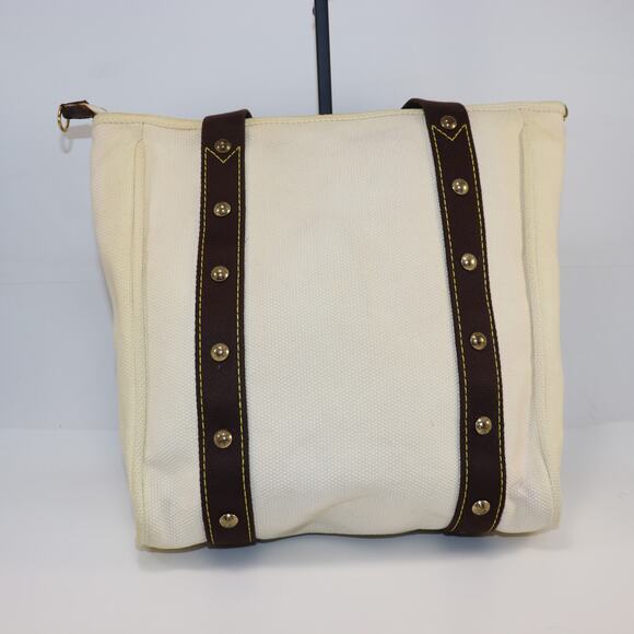 Louis Vuitton Antigua Cabas MM Cream Canvas Tote Bag with Brown Straps - Picture 2 of 6